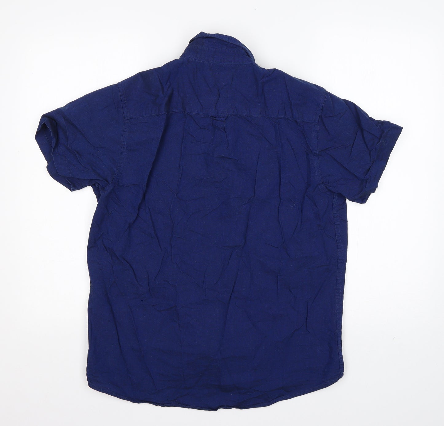 Primark Mens Blue  Cotton  Button-Up Size M Collared