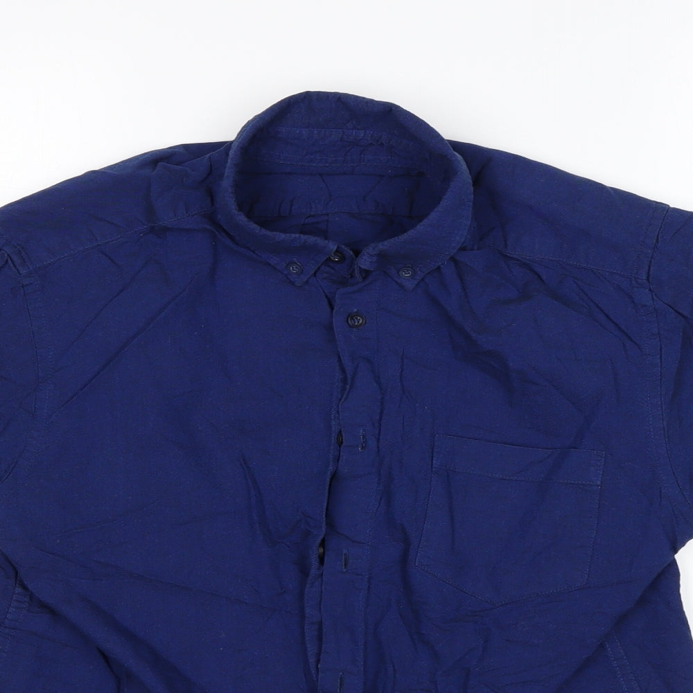 Primark Mens Blue  Cotton  Button-Up Size M Collared