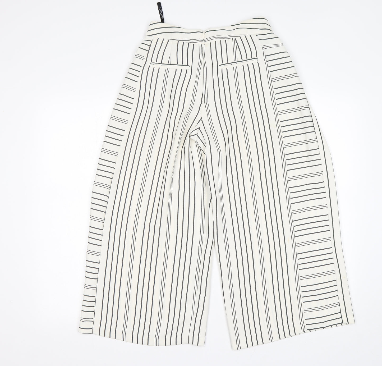 Topshop Womens Multicoloured Striped Polyester Cropped Trousers Size 6 L22 in Regular