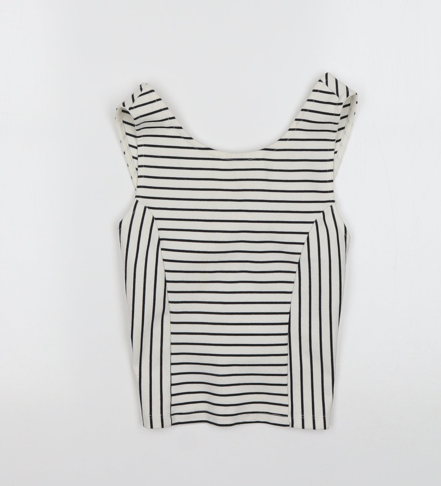 Miss Selfridge Womens Multicoloured Striped Polyester Basic Tank Size 6 V-Neck