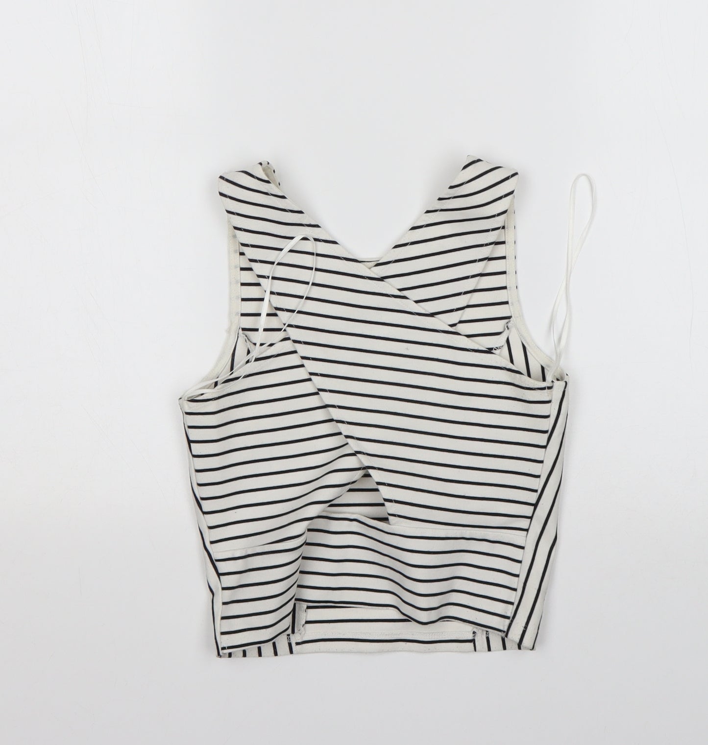 Miss Selfridge Womens Multicoloured Striped Polyester Basic Tank Size 6 V-Neck