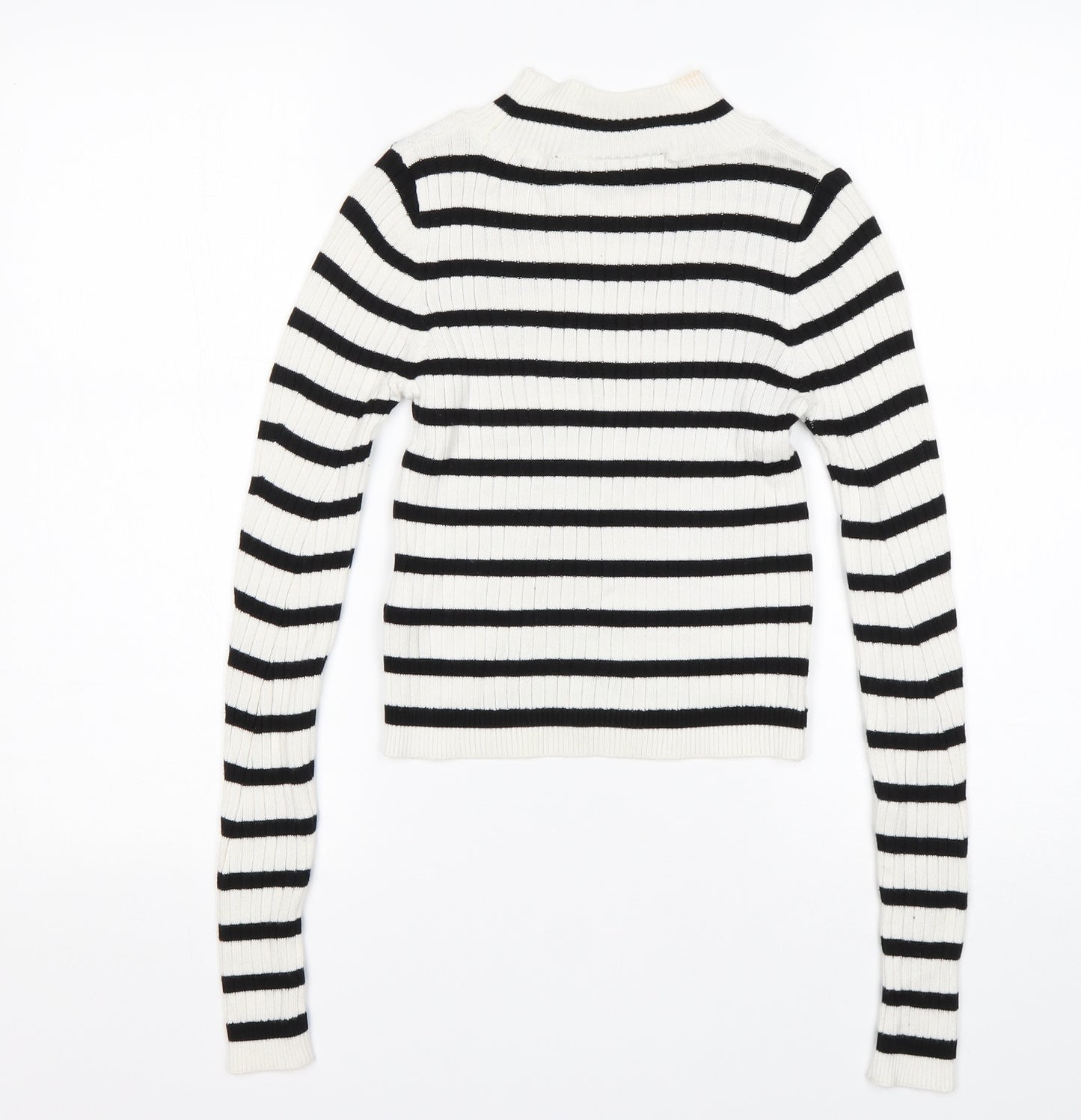 Topshop Womens Multicoloured Mock Neck Striped Viscose Pullover Jumper Size 8
