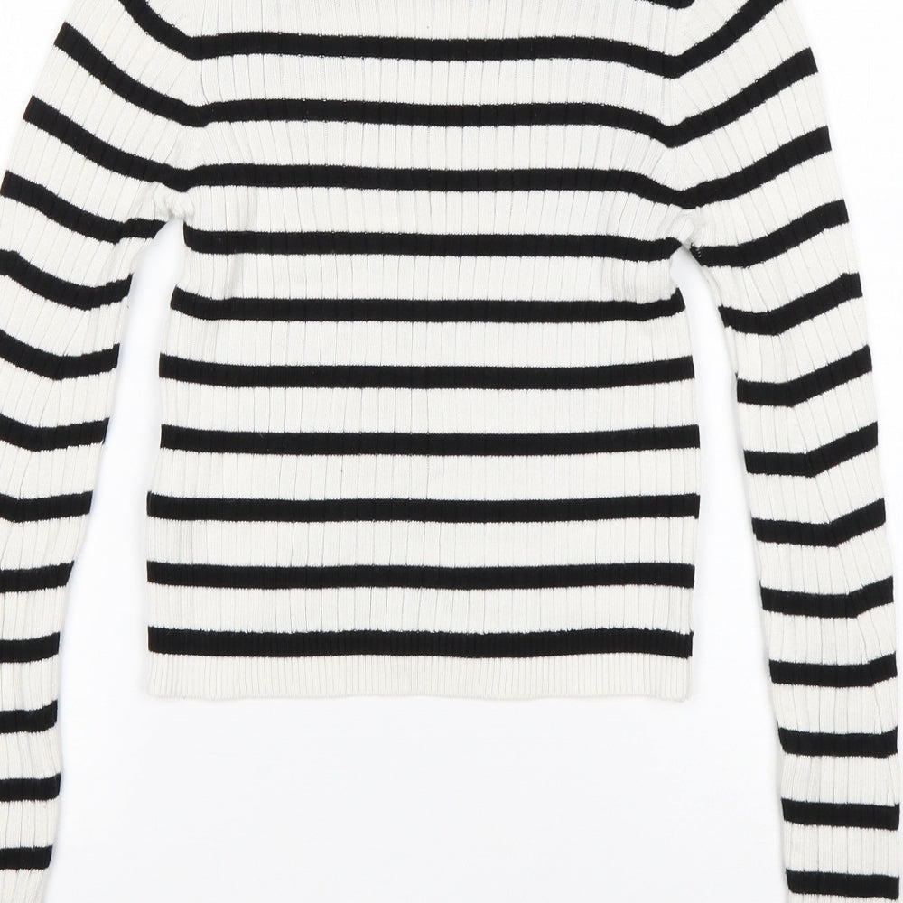 Topshop Womens Multicoloured Mock Neck Striped Viscose Pullover Jumper Size 8