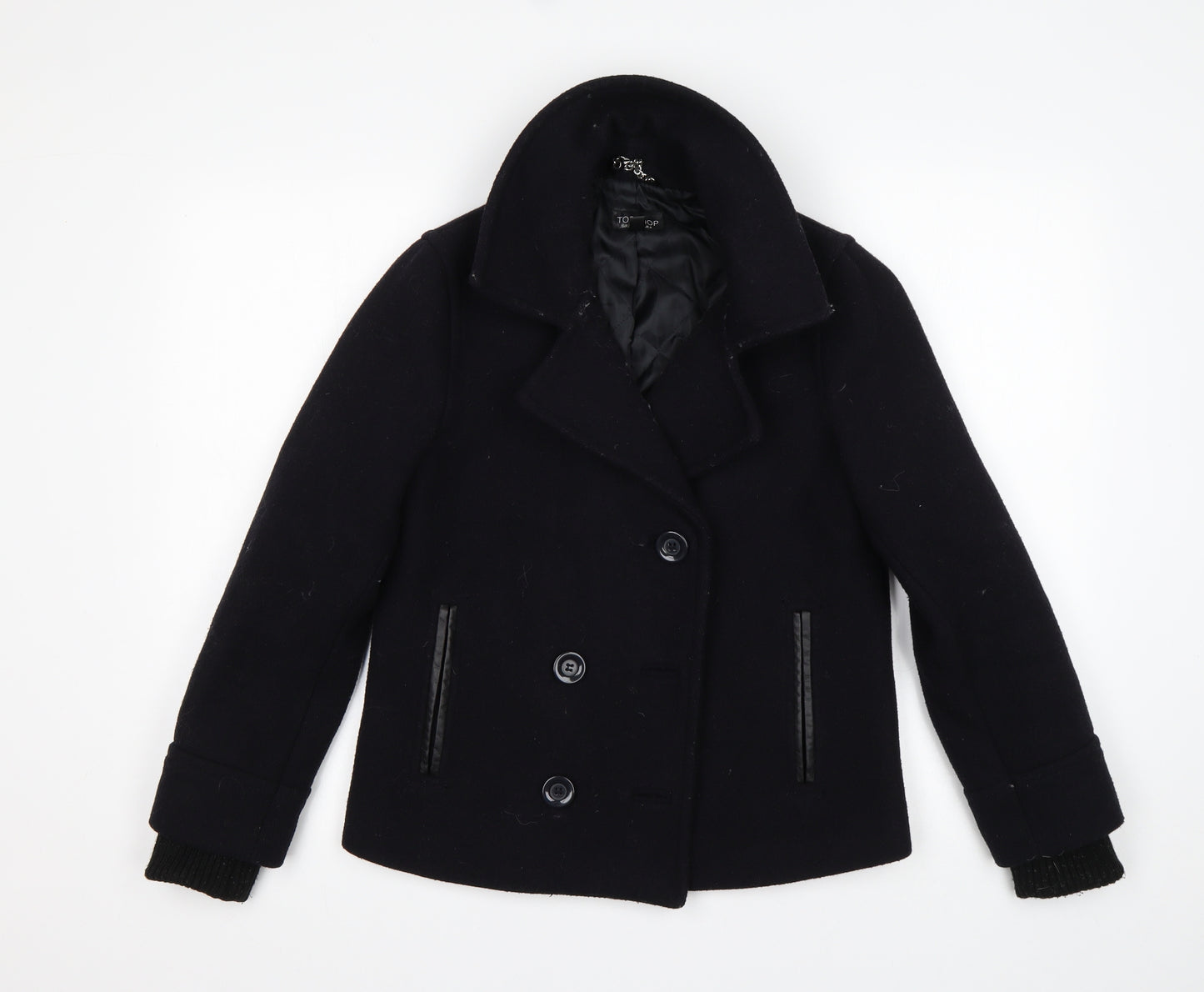 Topshop Womens Black   Pea Coat Coat Size 8