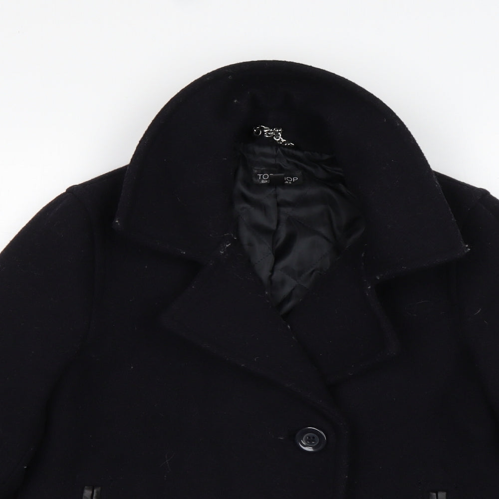 Topshop Womens Black   Pea Coat Coat Size 8