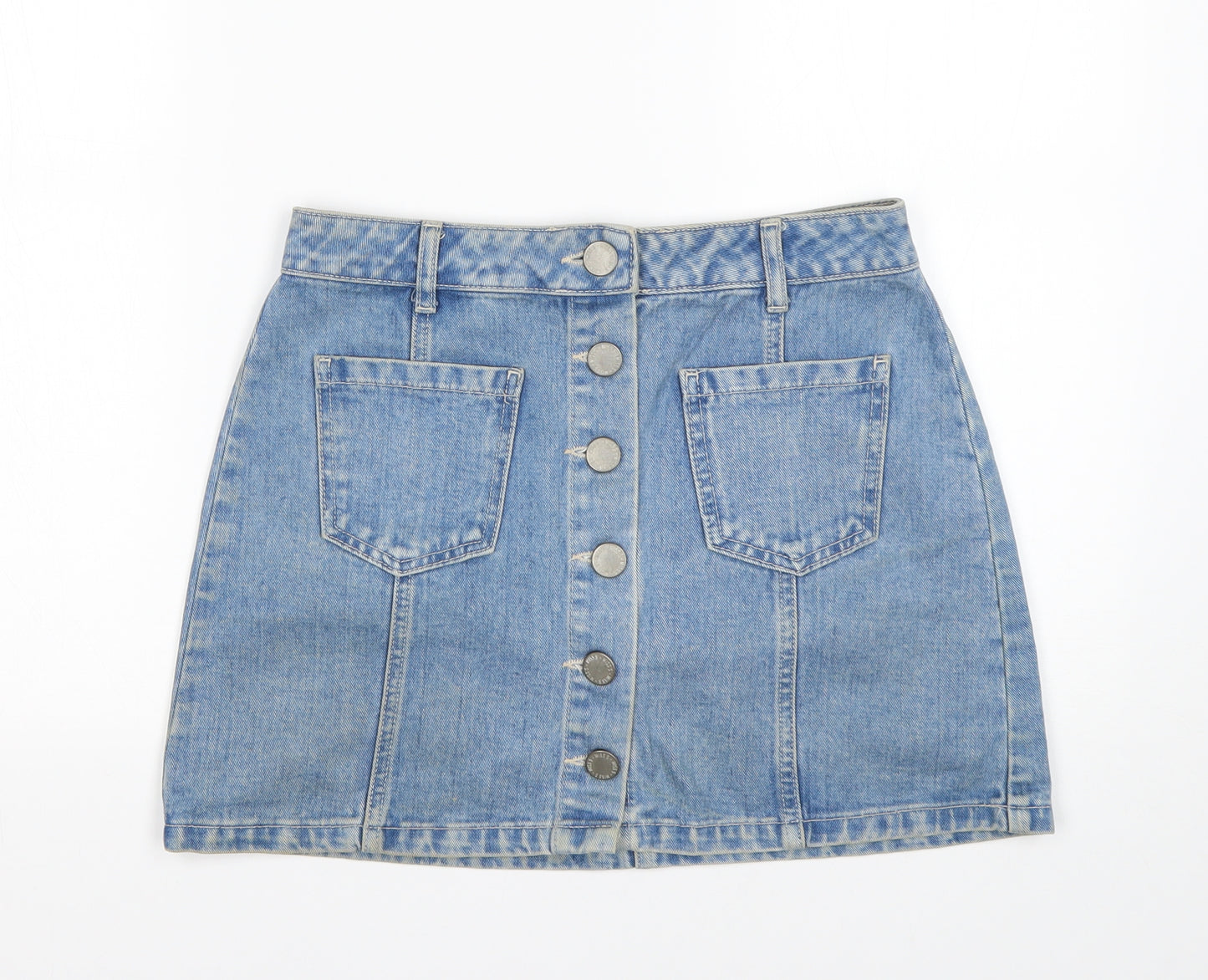 Miss Selfridge Womens Blue  Cotton Mini Skirt Size 10
