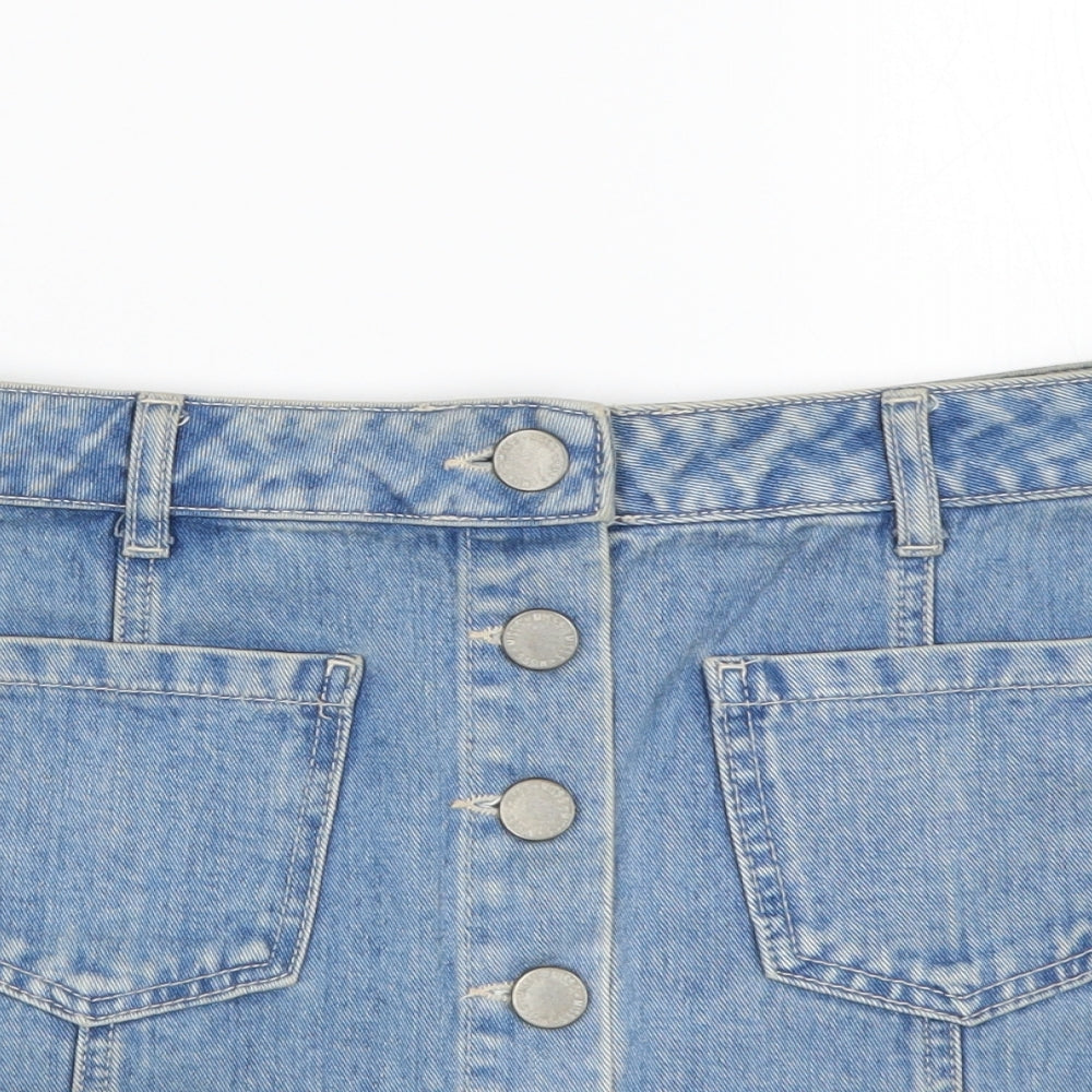 Miss Selfridge Womens Blue  Cotton Mini Skirt Size 10