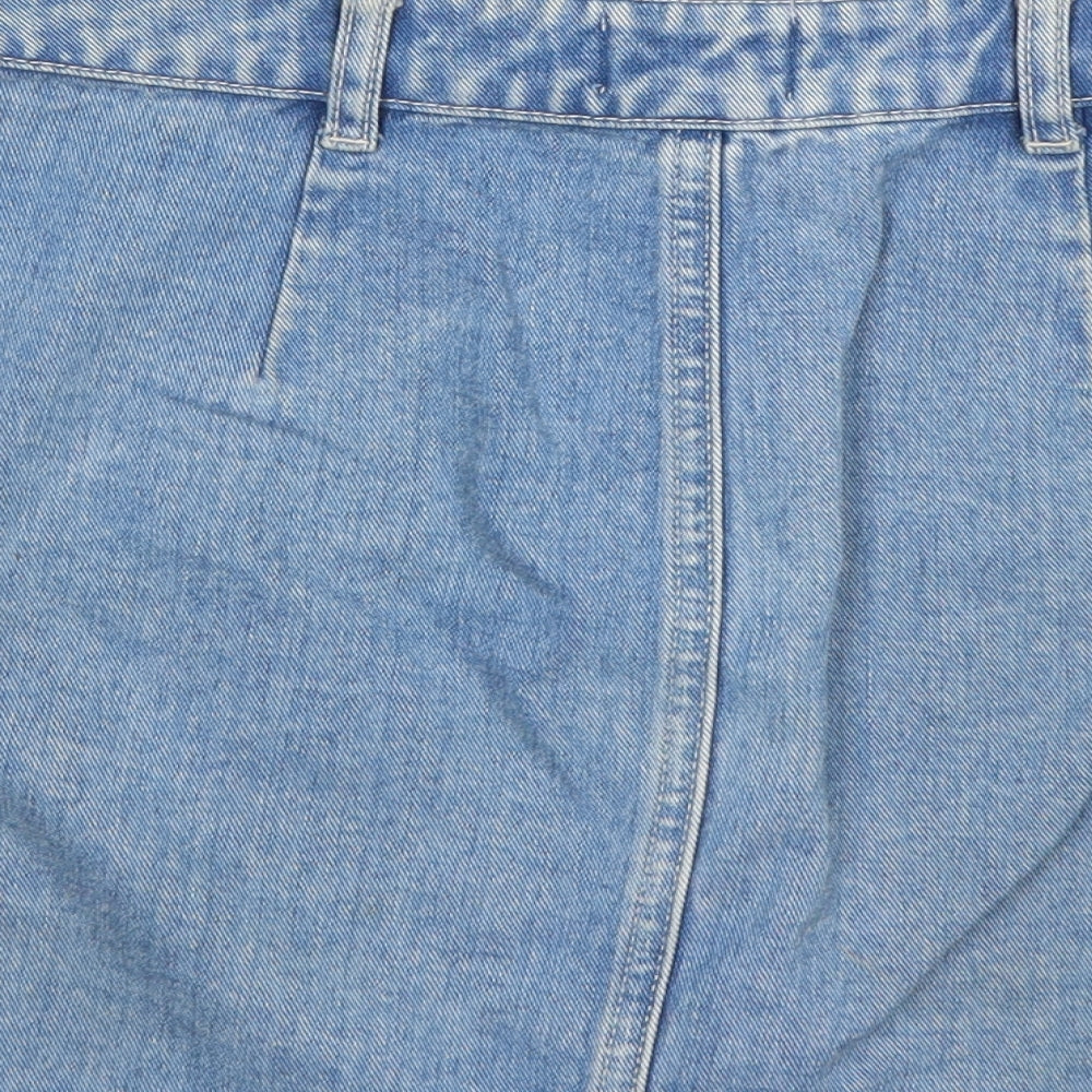Miss Selfridge Womens Blue  Cotton Mini Skirt Size 10