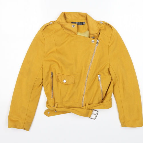 Missguided Womens Yellow   Biker Jacket Size 6