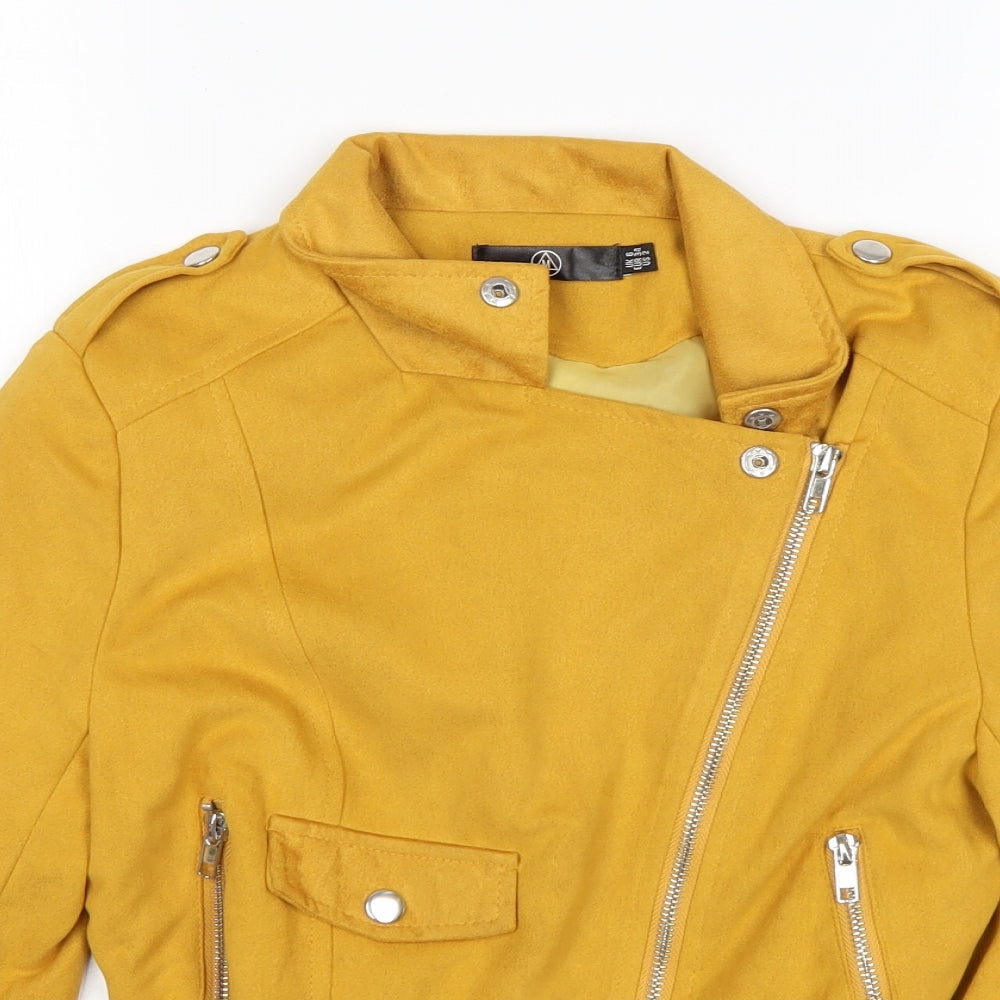 Missguided Womens Yellow   Biker Jacket Size 6