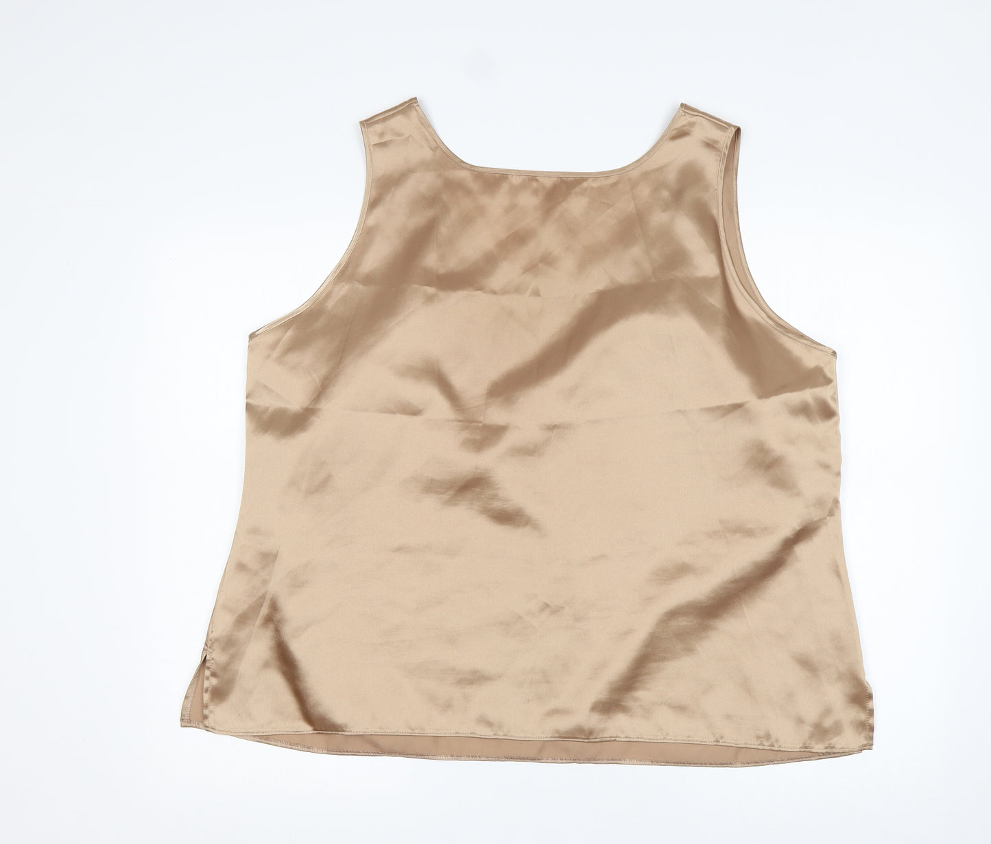 M&S Womens Gold  Polyester Basic Blouse Size 22 Round Neck