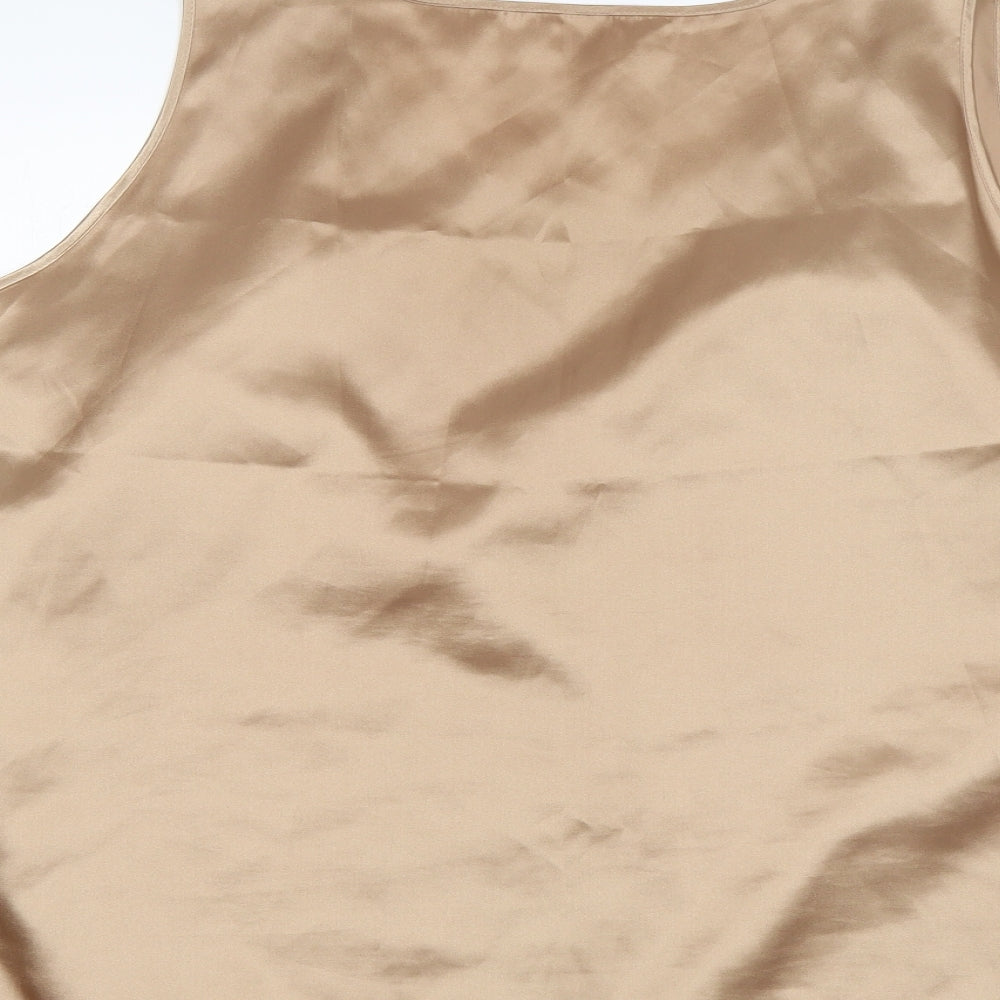 M&S Womens Gold  Polyester Basic Blouse Size 22 Round Neck