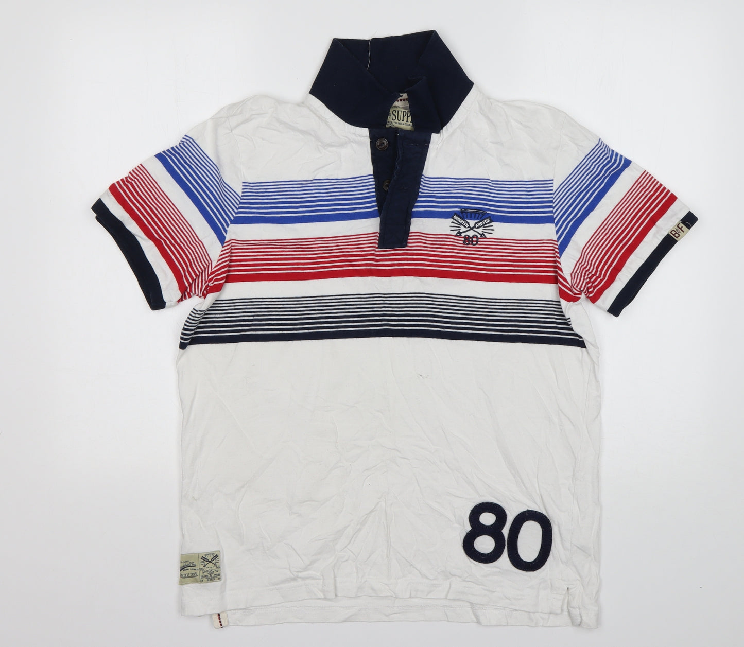 George Mens Multicoloured Striped Cotton  Polo Size M Collared