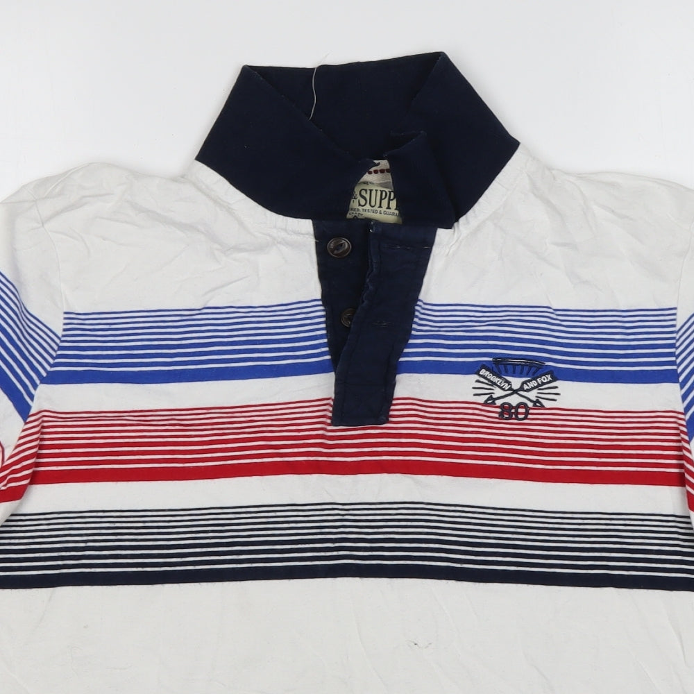 George Mens Multicoloured Striped Cotton  Polo Size M Collared