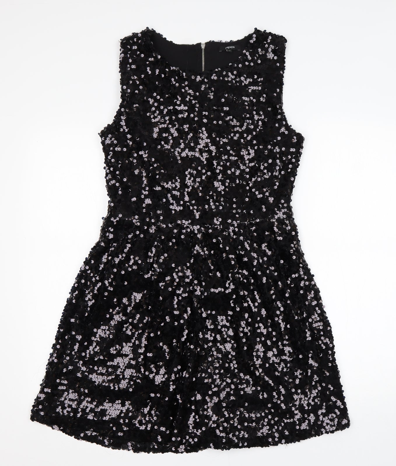 Papaya Womens Black  Polyester A-Line  Size 12  Round Neck