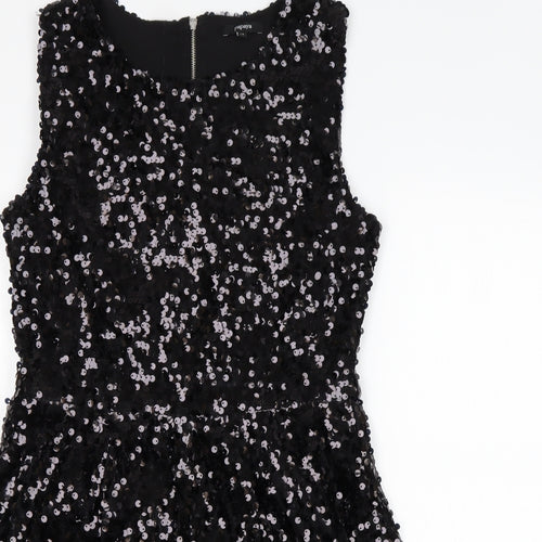 Papaya Womens Black  Polyester A-Line  Size 12  Round Neck