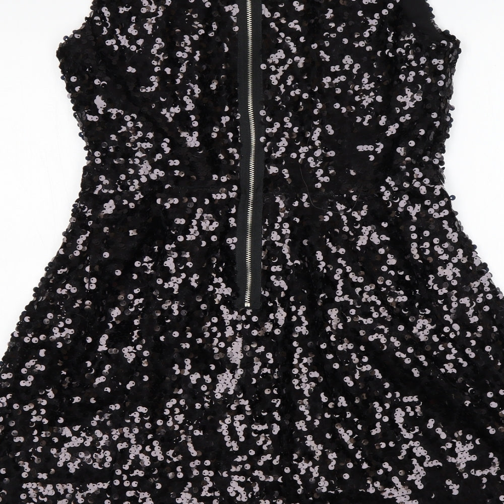 Papaya Womens Black  Polyester A-Line  Size 12  Round Neck