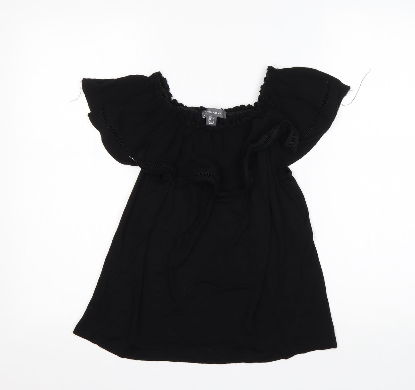 Primark Womens Black  Viscose Basic T-Shirt Size 8 Off the Shoulder
