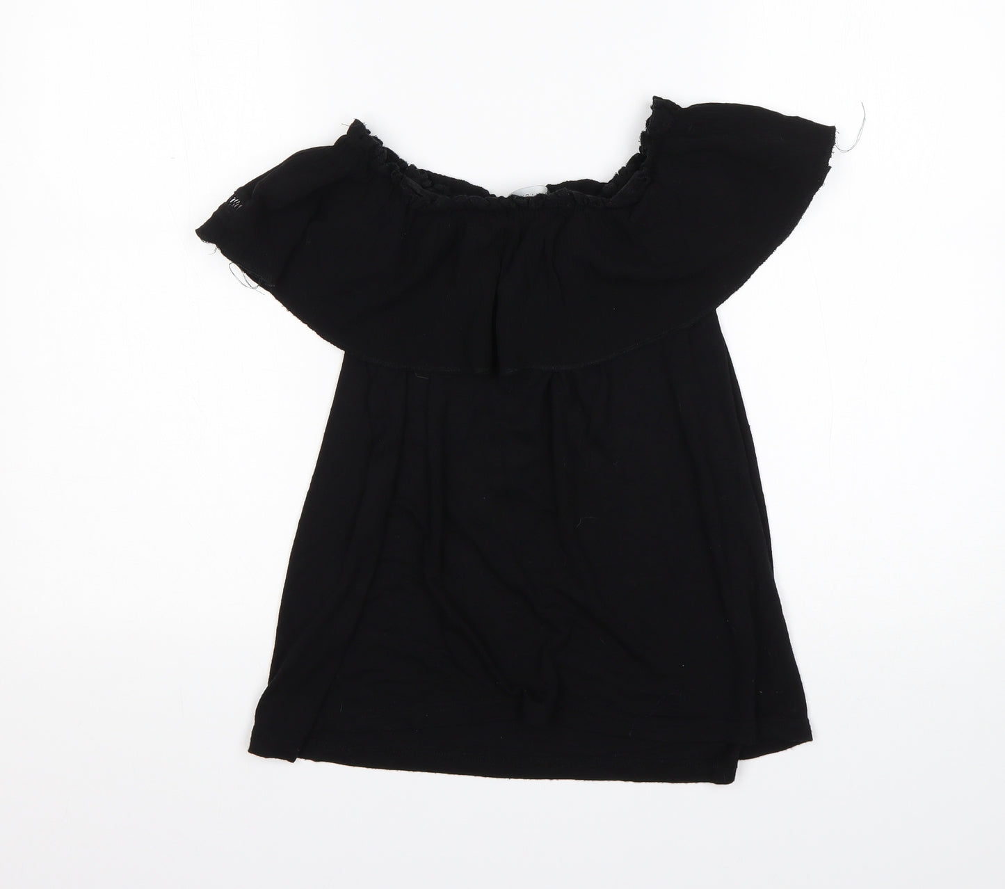 Primark Womens Black  Viscose Basic T-Shirt Size 8 Off the Shoulder