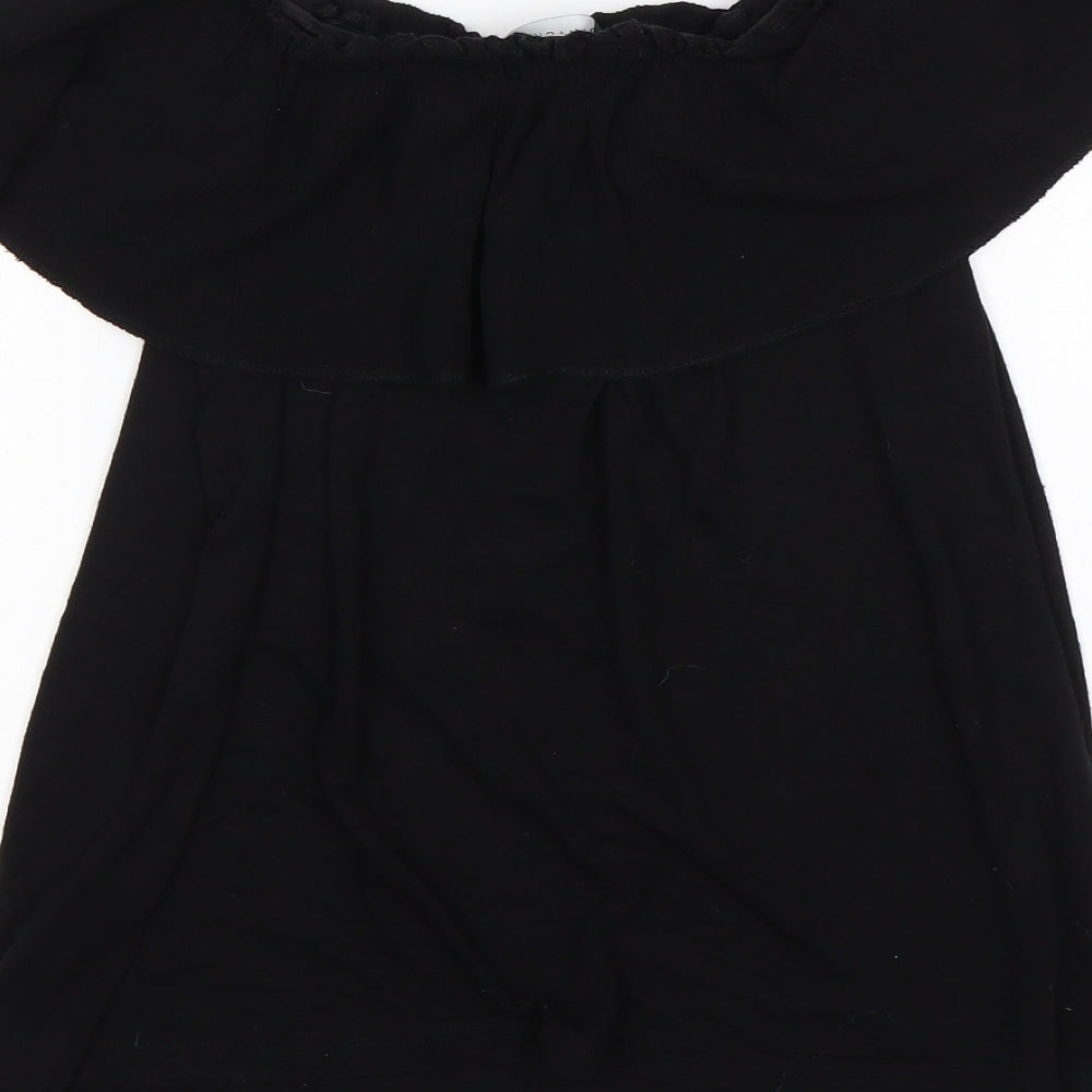 Primark Womens Black  Viscose Basic T-Shirt Size 8 Off the Shoulder