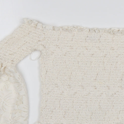 River Island Womens White  Nylon Basic Blouse Size 8 Off the Shoulder