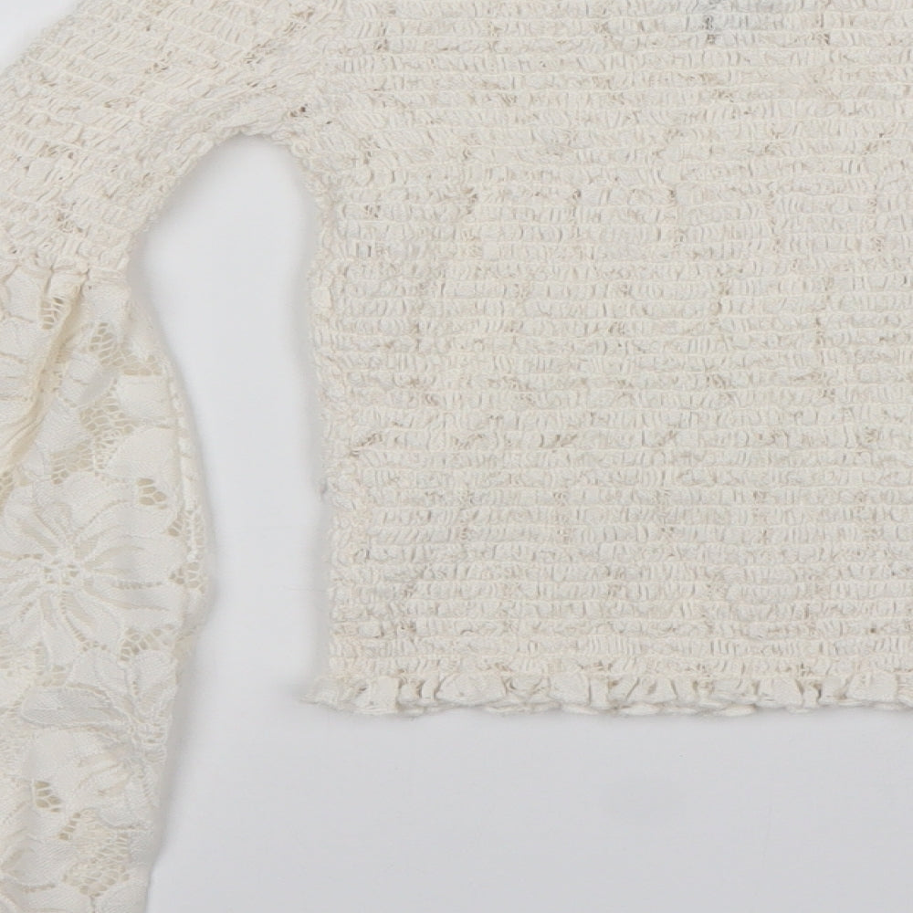 River Island Womens White  Nylon Basic Blouse Size 8 Off the Shoulder