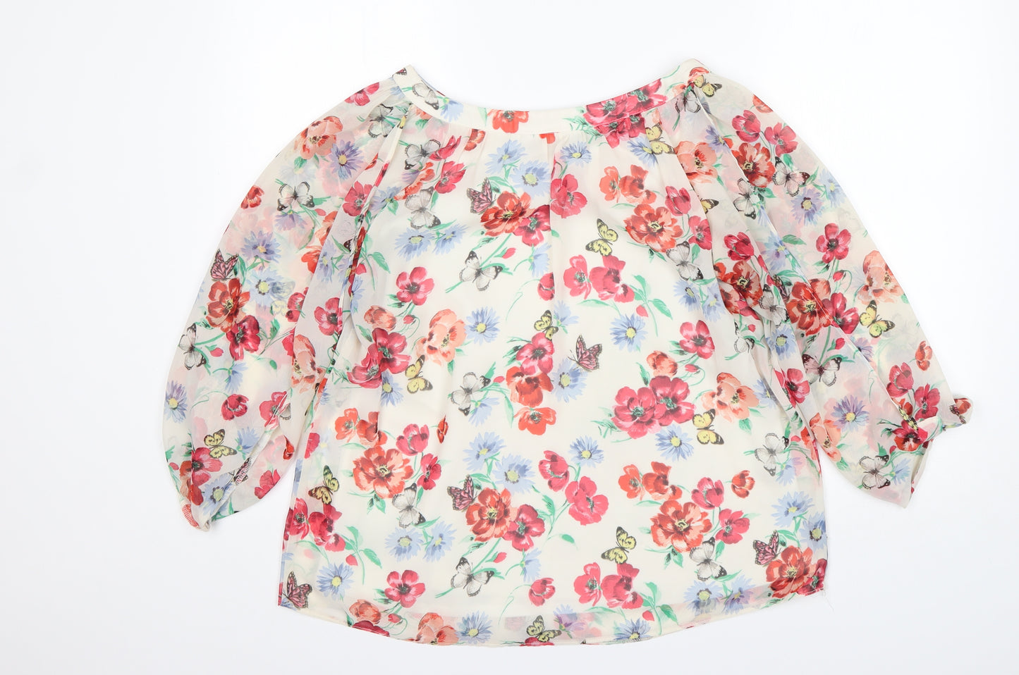 Billie & Blossom Womens Multicoloured Floral Polyester Basic Blouse Size 14 V-Neck