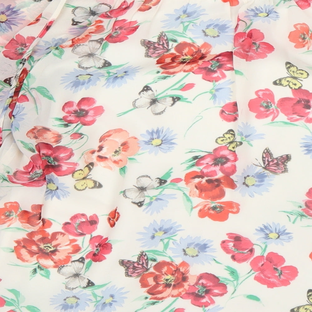 Billie & Blossom Womens Multicoloured Floral Polyester Basic Blouse Size 14 V-Neck