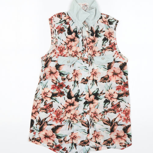 Atmosphere Womens Multicoloured Floral Polyester Basic Button-Up Size 10 Collared