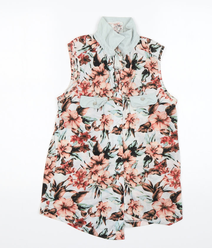 Atmosphere Womens Multicoloured Floral Polyester Basic Button-Up Size 10 Collared