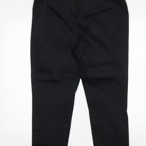 M&S Womens Black  Cotton Chino Trousers Size 14 L25 in Regular