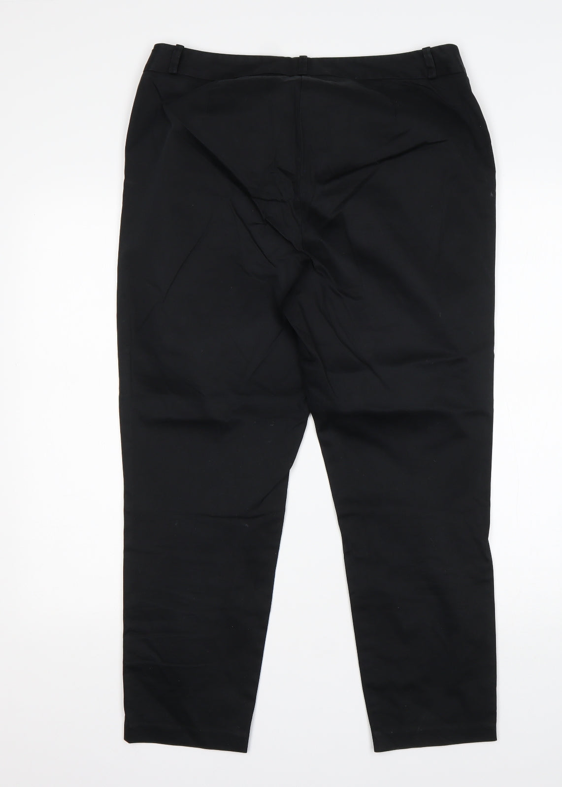 M&S Womens Black  Cotton Chino Trousers Size 14 L25 in Regular