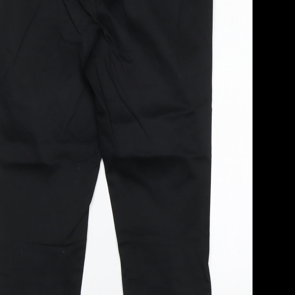 M&S Womens Black  Cotton Chino Trousers Size 14 L25 in Regular