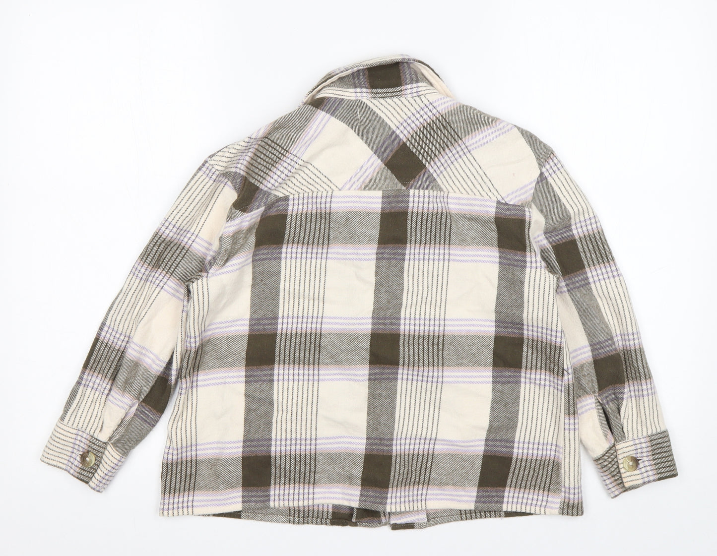 JEFF&CO Girls Multicoloured Plaid Cotton Basic Button-Up Size 9-10 Years Collared