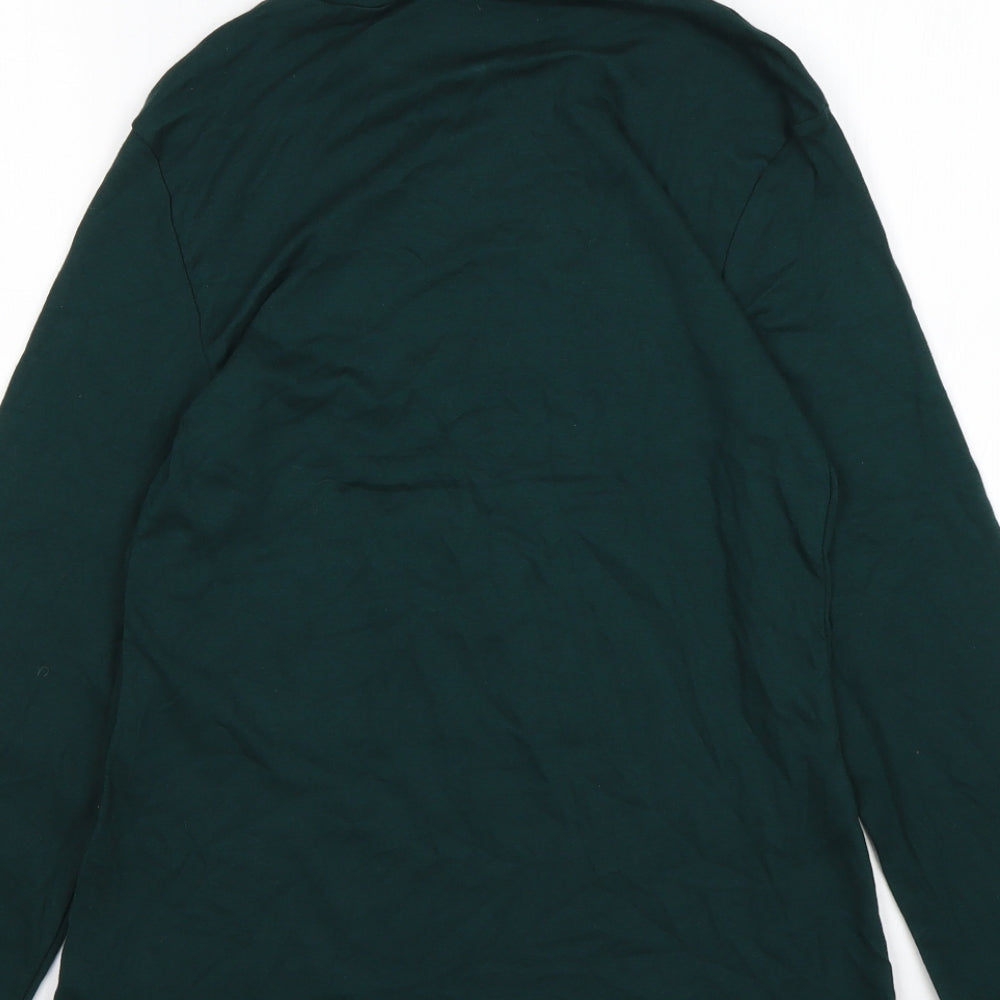 Dorothy Perkins Womens Green  Cotton Basic T-Shirt Size 14 Mock Neck