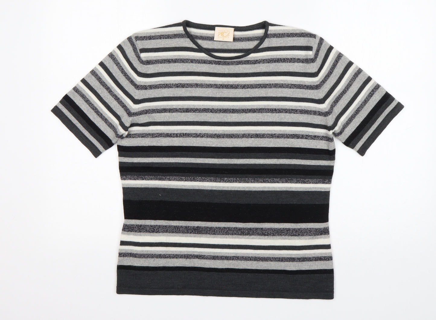 Country Casuals Womens Multicoloured Round Neck Striped Wool Pullover Jumper Size M