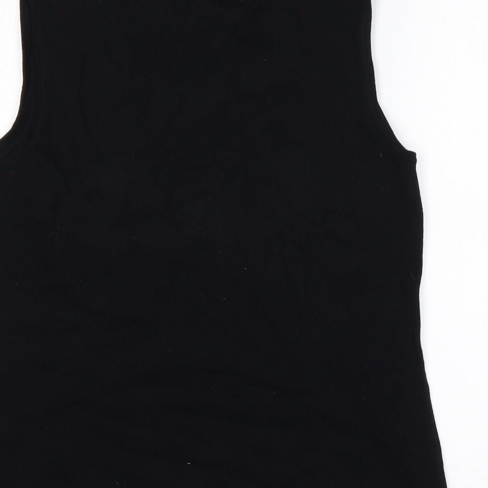 Oui Moments Womens Black Round Neck  Cotton Vest Jumper Size 14