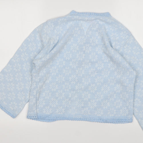 Lux Lux Womens Blue V-Neck Floral Acrylic Cardigan Jumper Size M