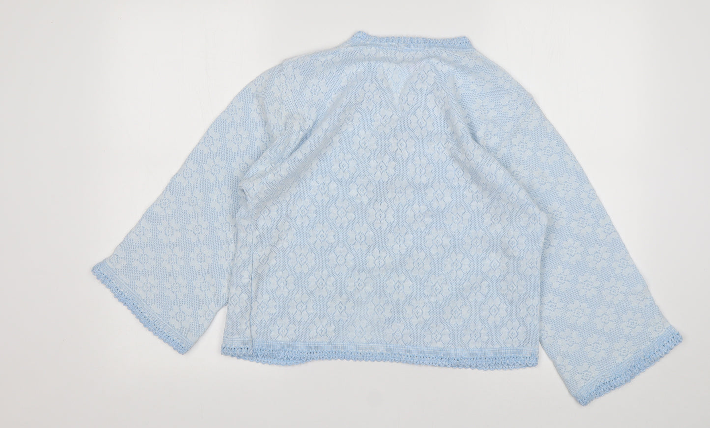 Lux Lux Womens Blue V-Neck Floral Acrylic Cardigan Jumper Size M