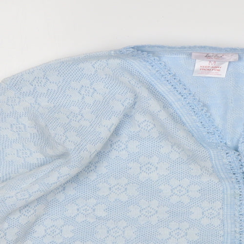 Lux Lux Womens Blue V-Neck Floral Acrylic Cardigan Jumper Size M
