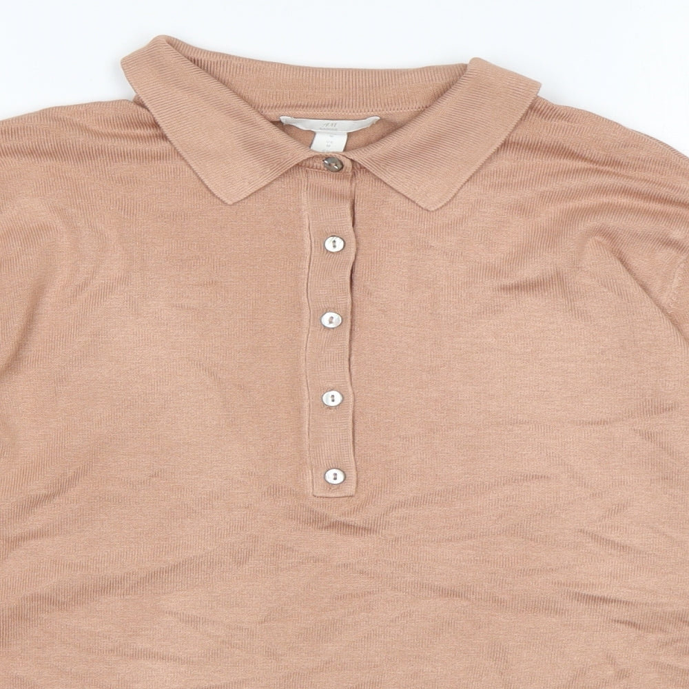 H&M Womens Beige Collared  Acrylic Pullover Jumper Size M
