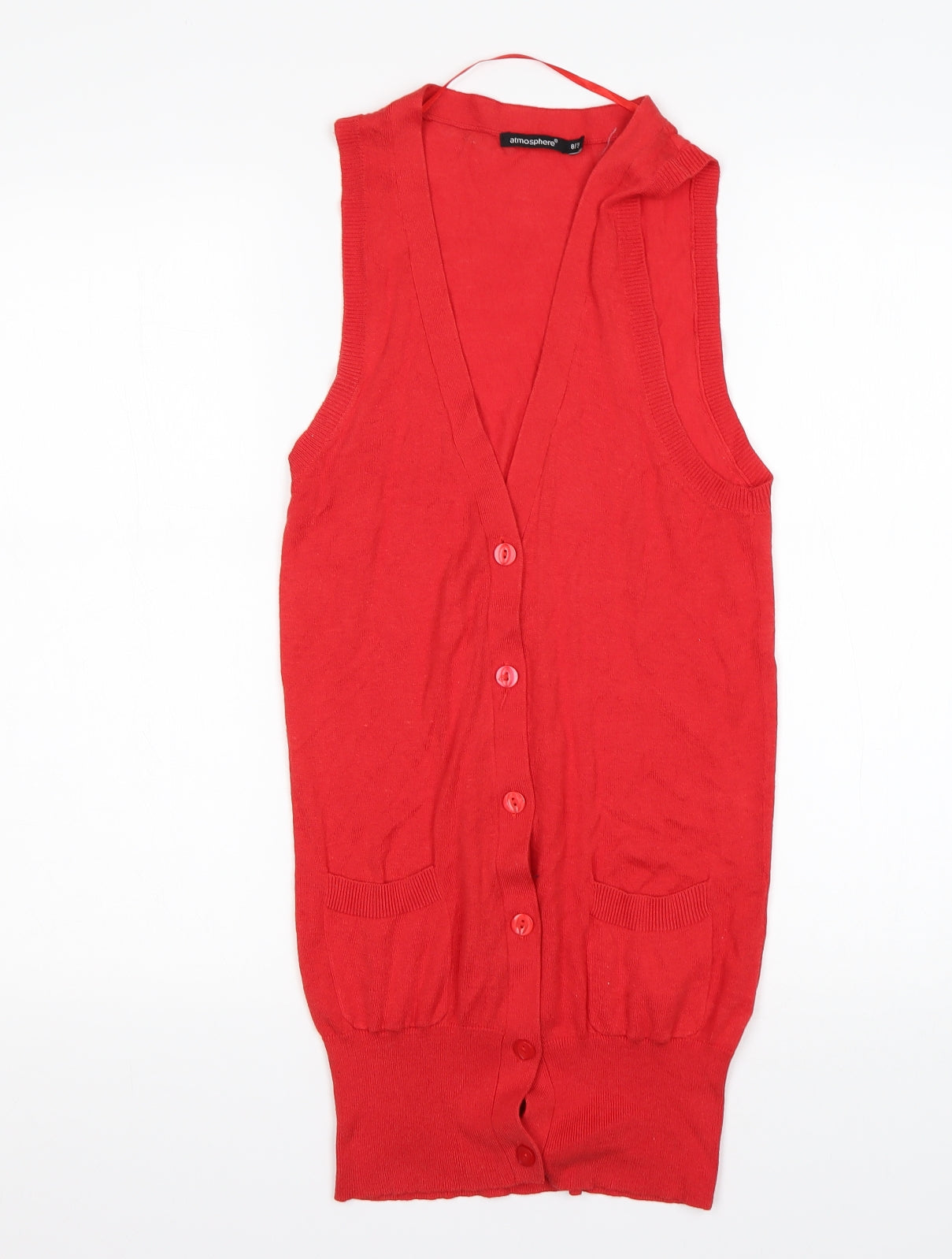 Atmosphere Womens Red V-Neck  Viscose Cardigan Jumper Size 8