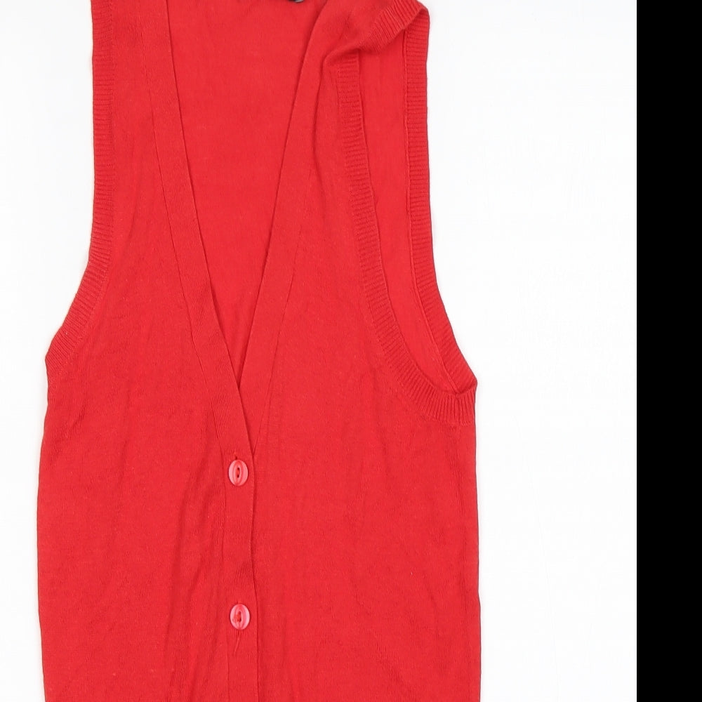 Atmosphere Womens Red V-Neck  Viscose Cardigan Jumper Size 8