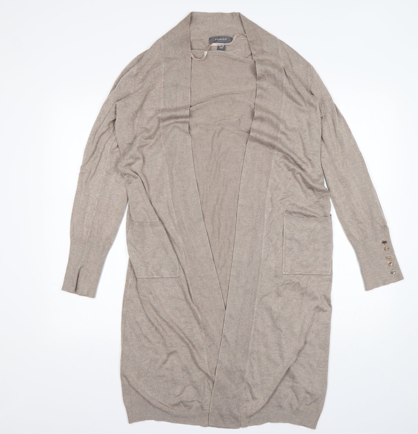 Primark Womens Beige V-Neck  Viscose Cardigan Jumper Size M