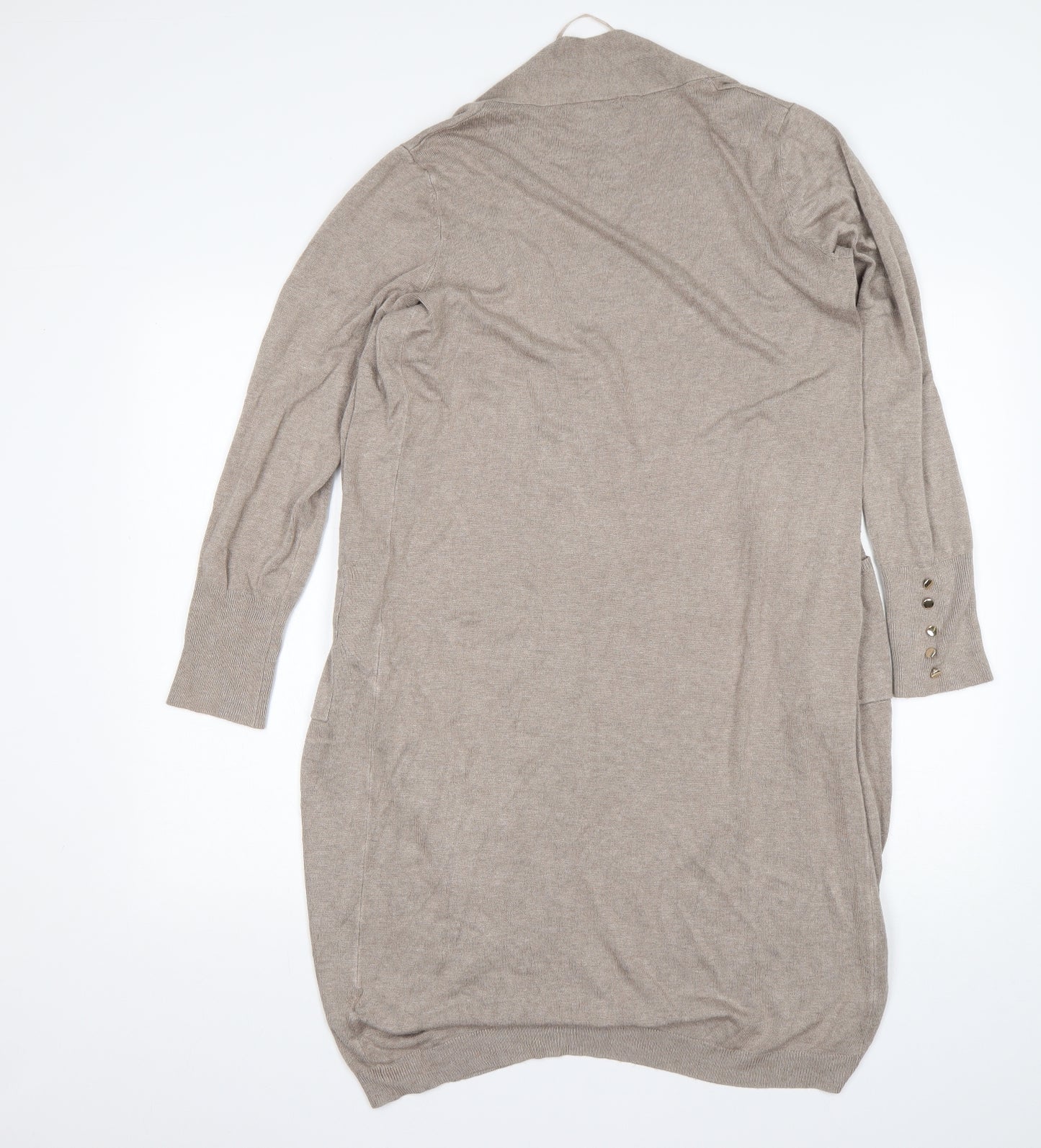 Primark Womens Beige V-Neck  Viscose Cardigan Jumper Size M