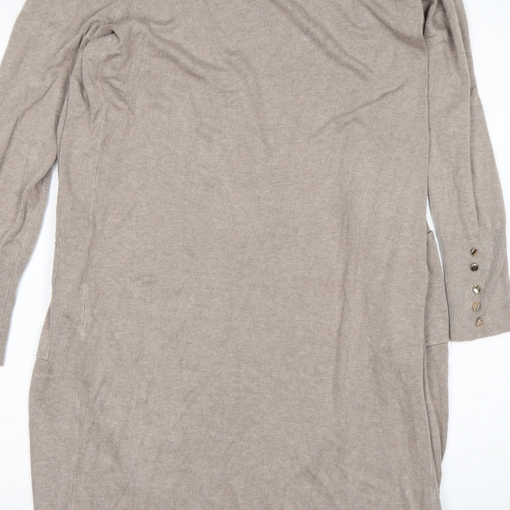 Primark Womens Beige V-Neck  Viscose Cardigan Jumper Size M
