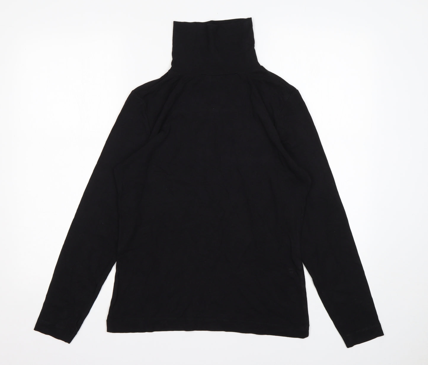 TU Womens Black  Cotton Basic T-Shirt Size 14 Roll Neck