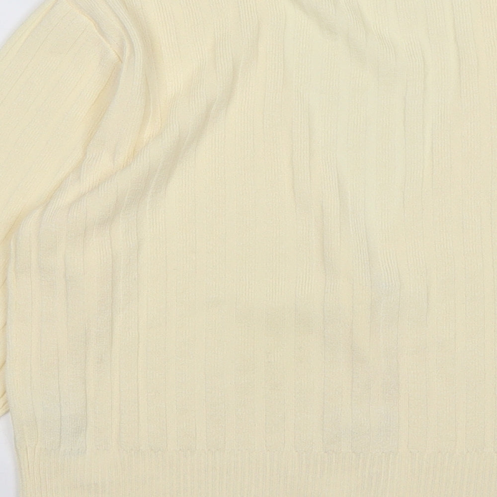 George Womens Yellow V-Neck  Polyester Cardigan Jumper Size S