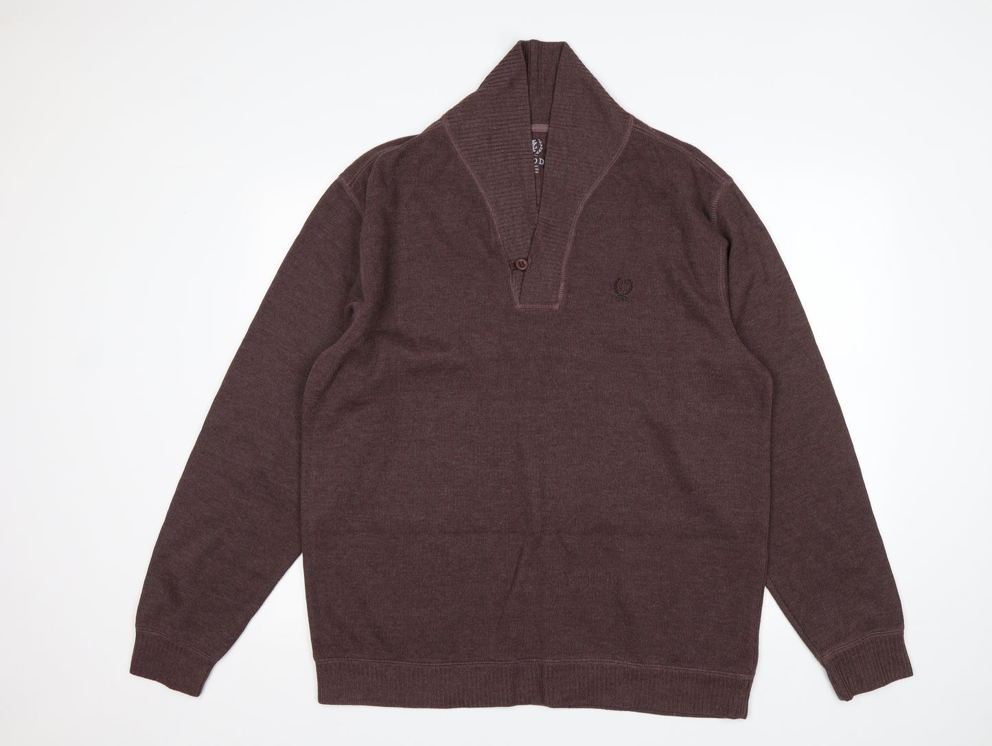 IZOD Mens Brown V-Neck  Cotton Pullover Jumper Size L