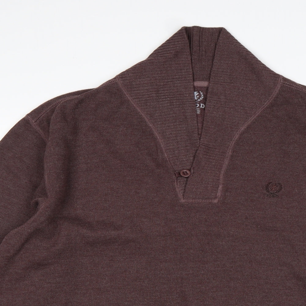 IZOD Mens Brown V-Neck  Cotton Pullover Jumper Size L